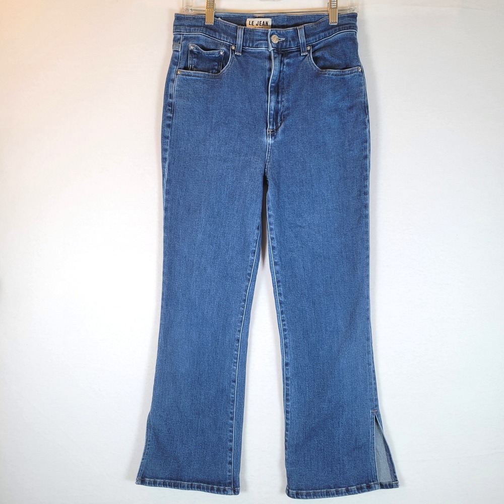 LE JEAN Womens Stella Flare High Rise Side Slit Jeans Size 29 Blue